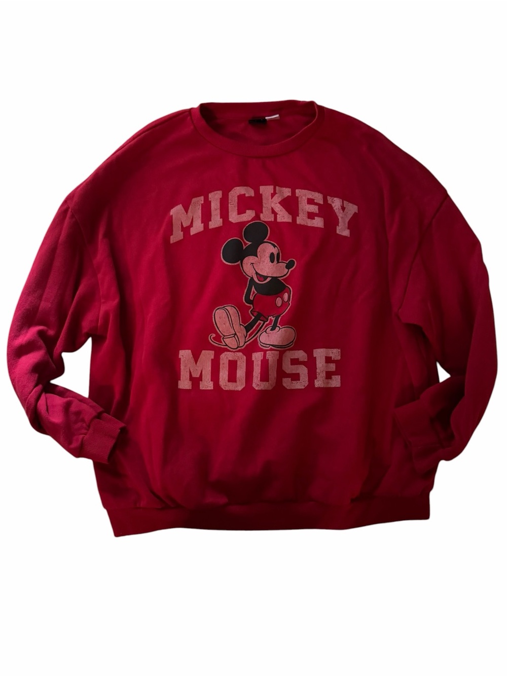 Disney Mickey Mouse Red Graphic Crewneck Sweatshirt
